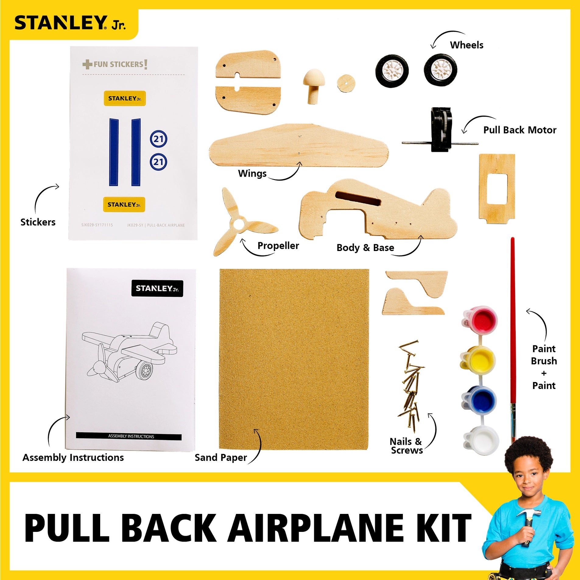 Pull-Back Airplane Kit Stanley Jr. - RED TOOL BOX