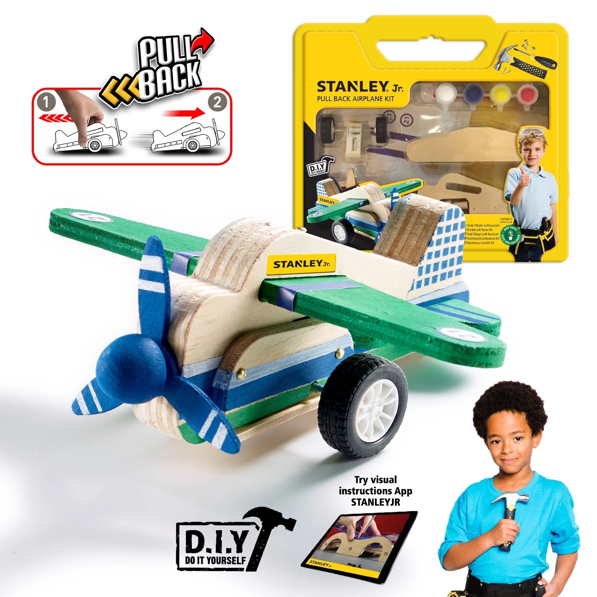 Stanley Jr. Pull-Back Airplane Kit-Red Toolbox-Little Giant Kidz