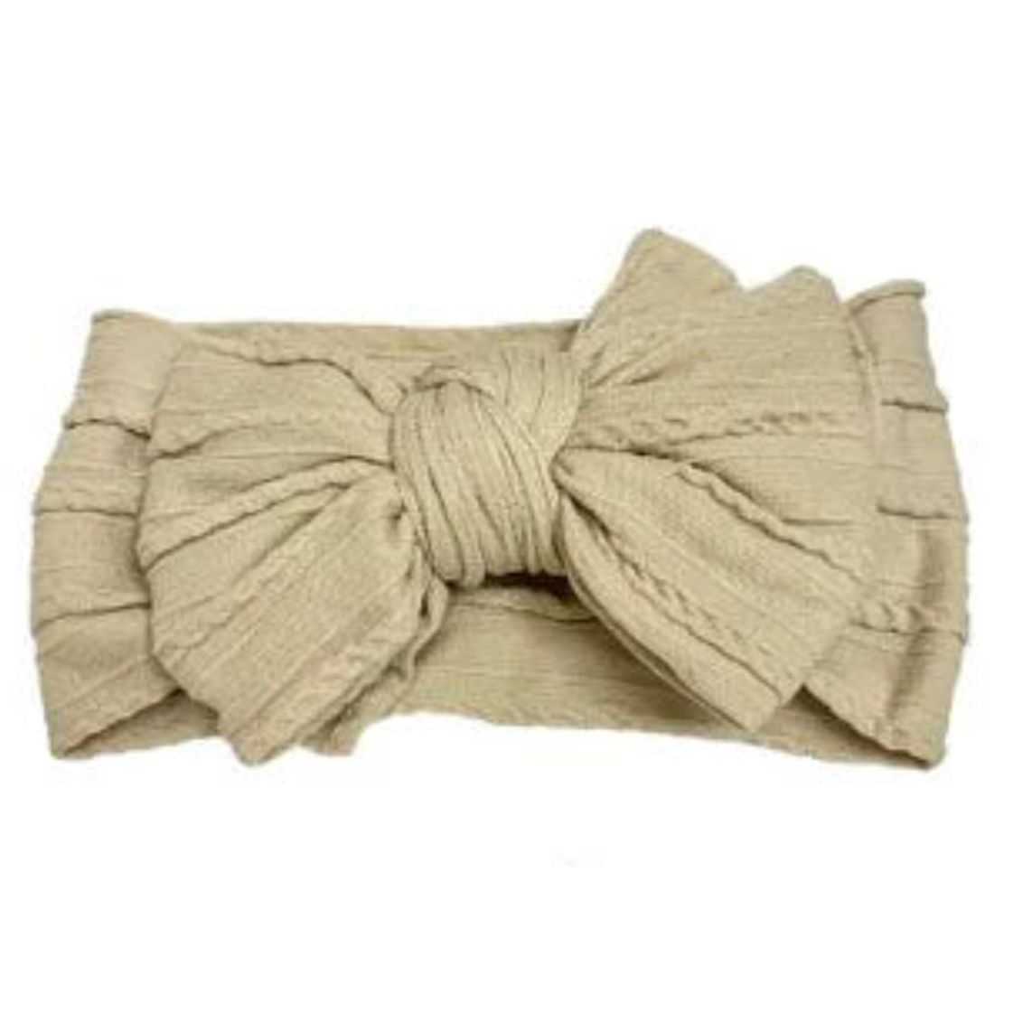 Sugar + Maple Cable Knit Bow - Almond-SUGAR AND MAPLE-Little Giant Kidz