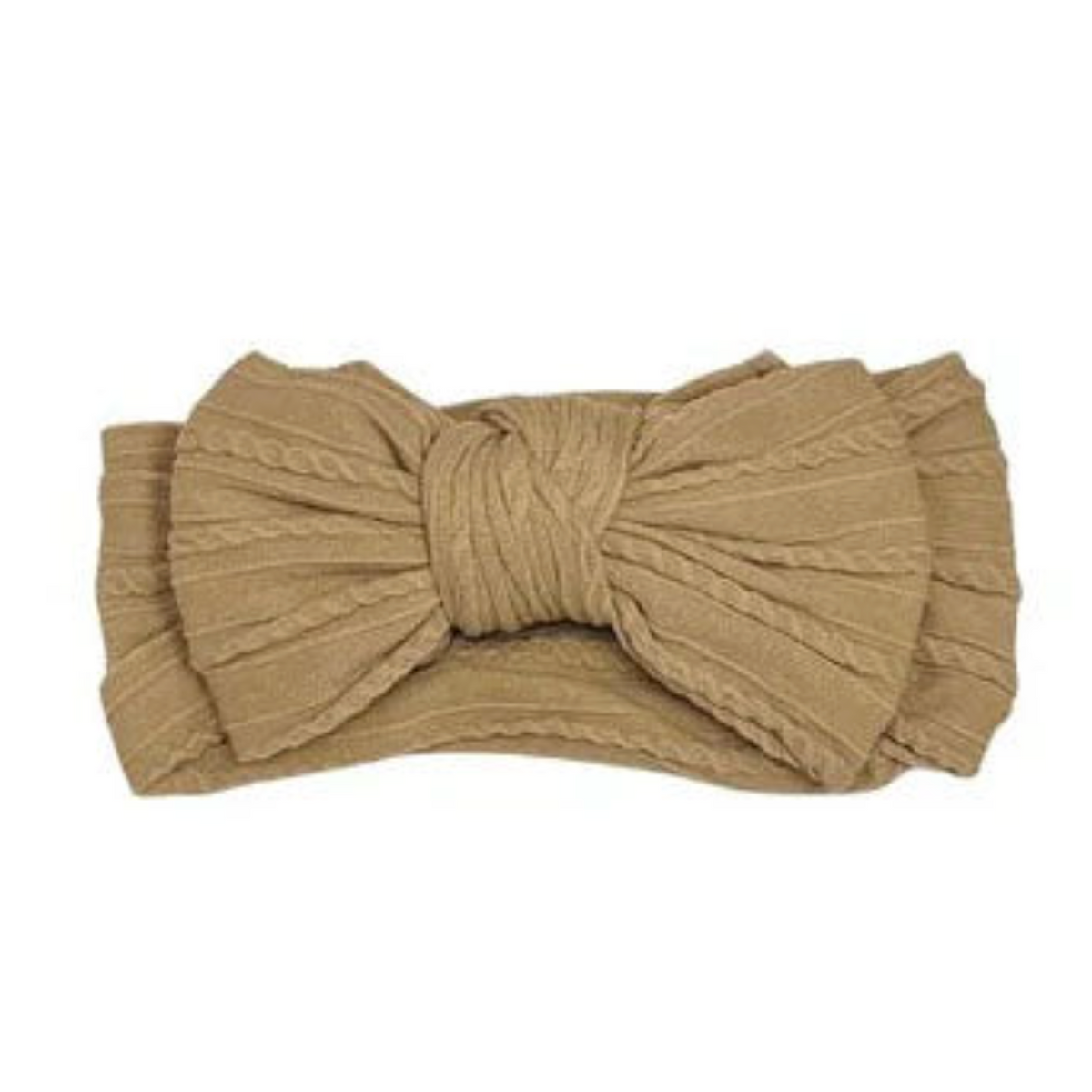 Sugar + Maple Cable Knit Bow - Tan-SUGAR AND MAPLE-Little Giant Kidz