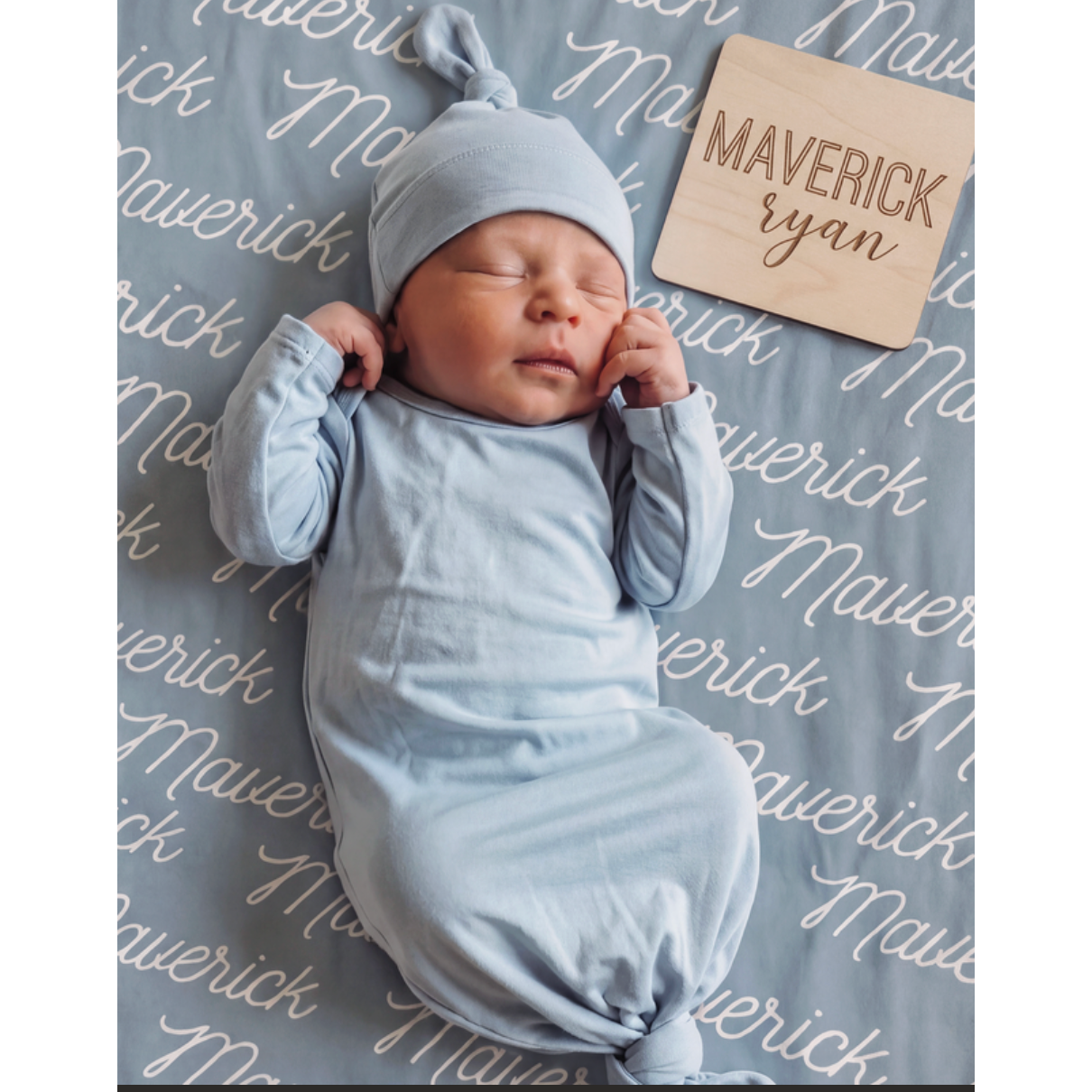 Sugar & Maple Gown/Hat- Baby Blue-SUGAR AND MAPLE-Little Giant Kidz