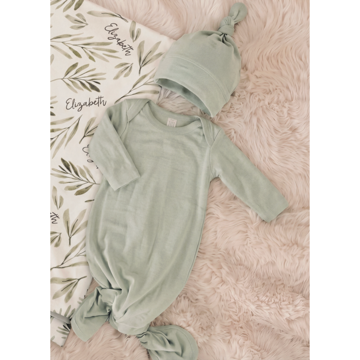 Sugar & Maple Gown/Hat- Spring Green-SUGAR AND MAPLE-Little Giant Kidz