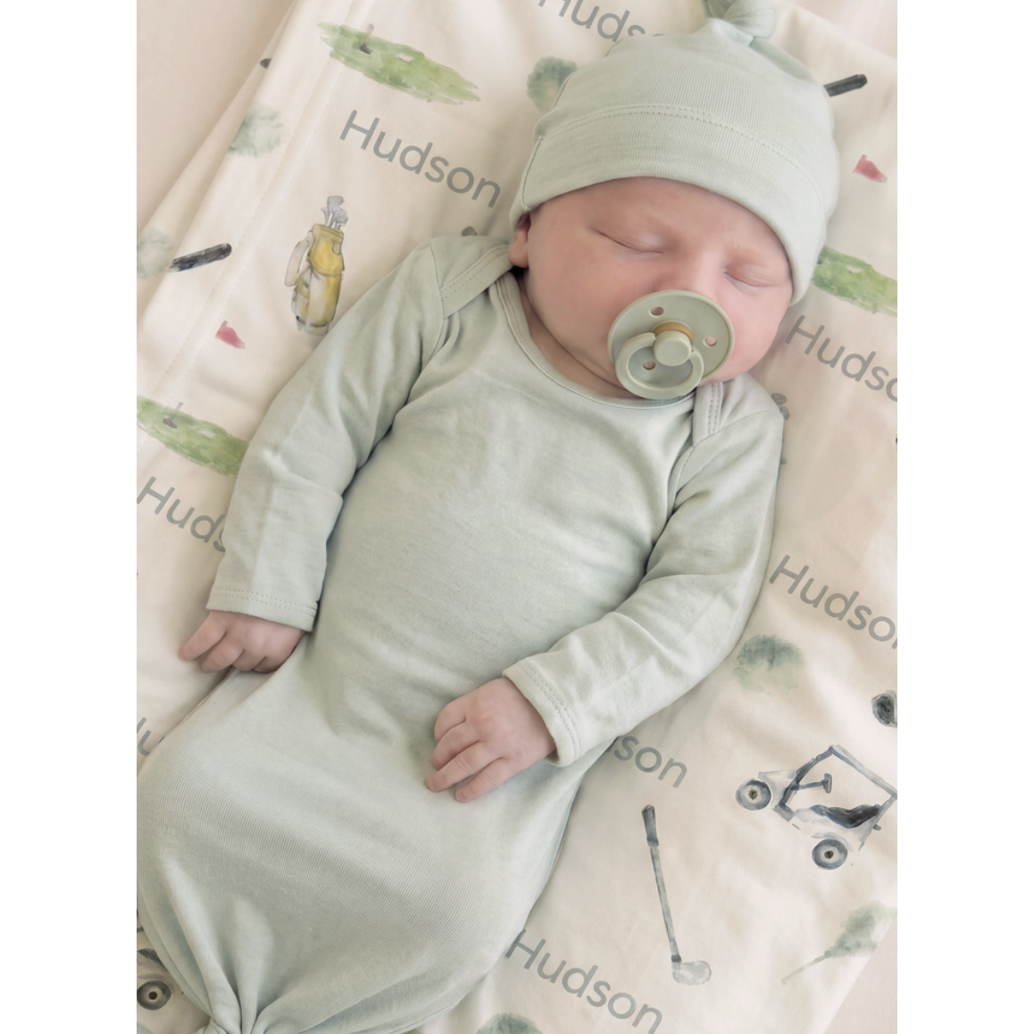 Sugar & Maple Gown/Hat- Spring Green-SUGAR AND MAPLE-Little Giant Kidz