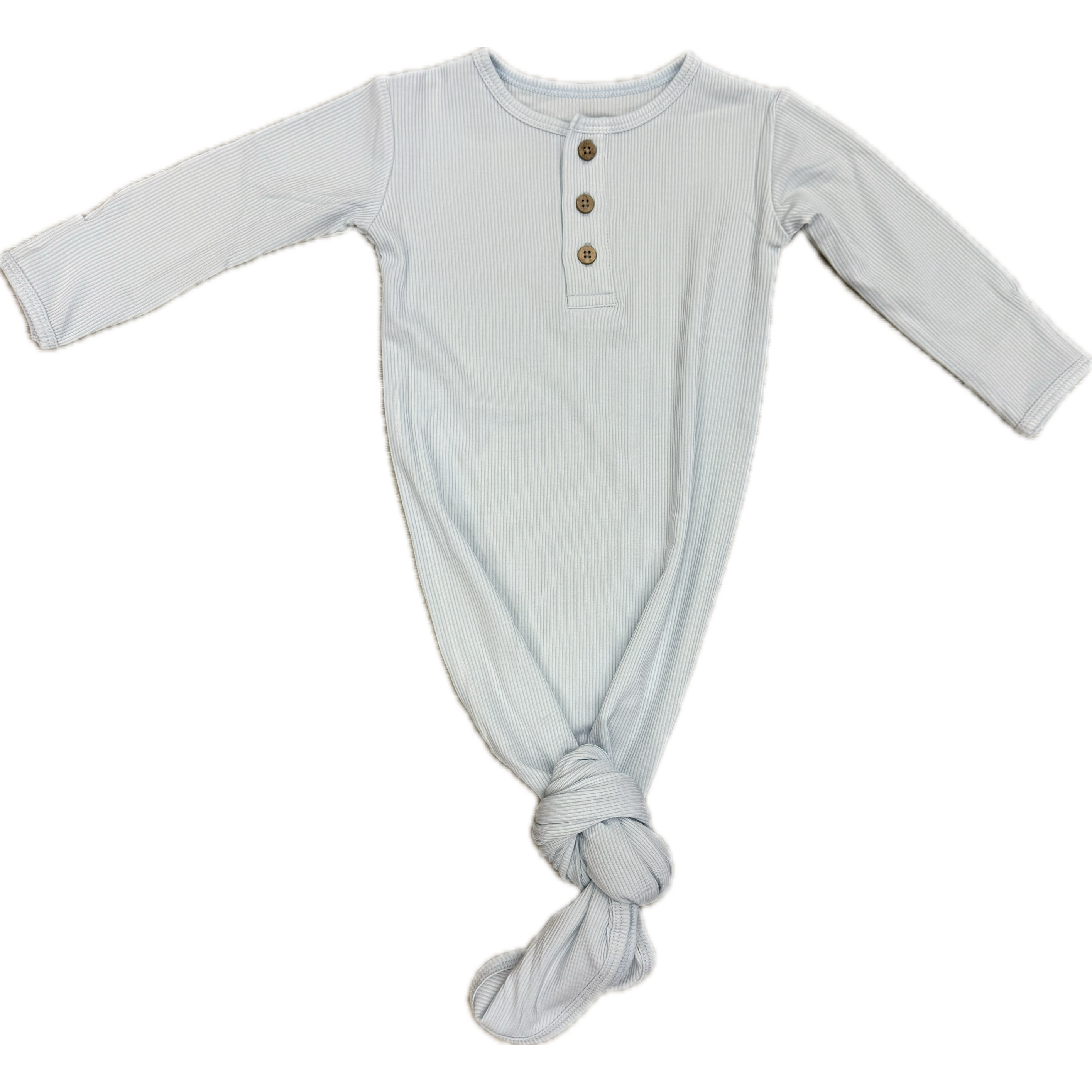 Sweet Bamboo Knotted Gown- Bashful Blue Ribbed-SWEET BAMBOO-Little Giant Kidz