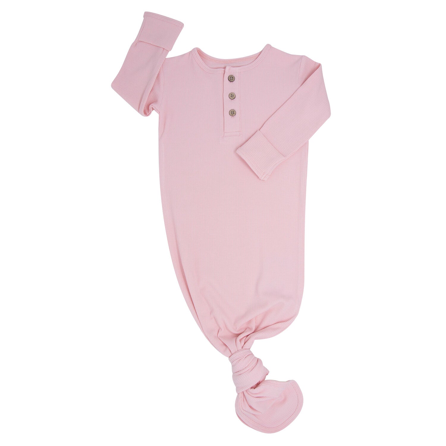 Sweet Bamboo Knotted Gown-Perfect Pink Ribbed-SWEET BAMBOO-Little Giant Kidz