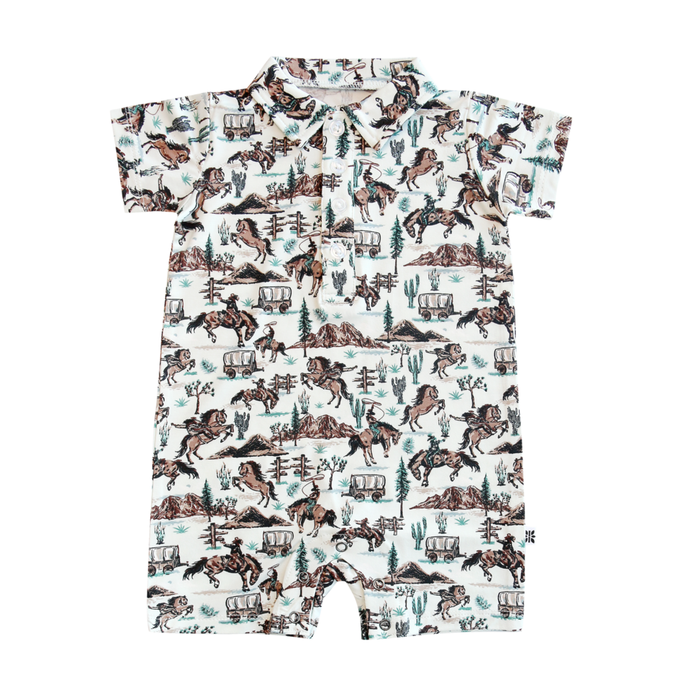 Sweet Bamboo Polo Romper - Buffalo Bill-SWEET BAMBOO-Little Giant Kidz