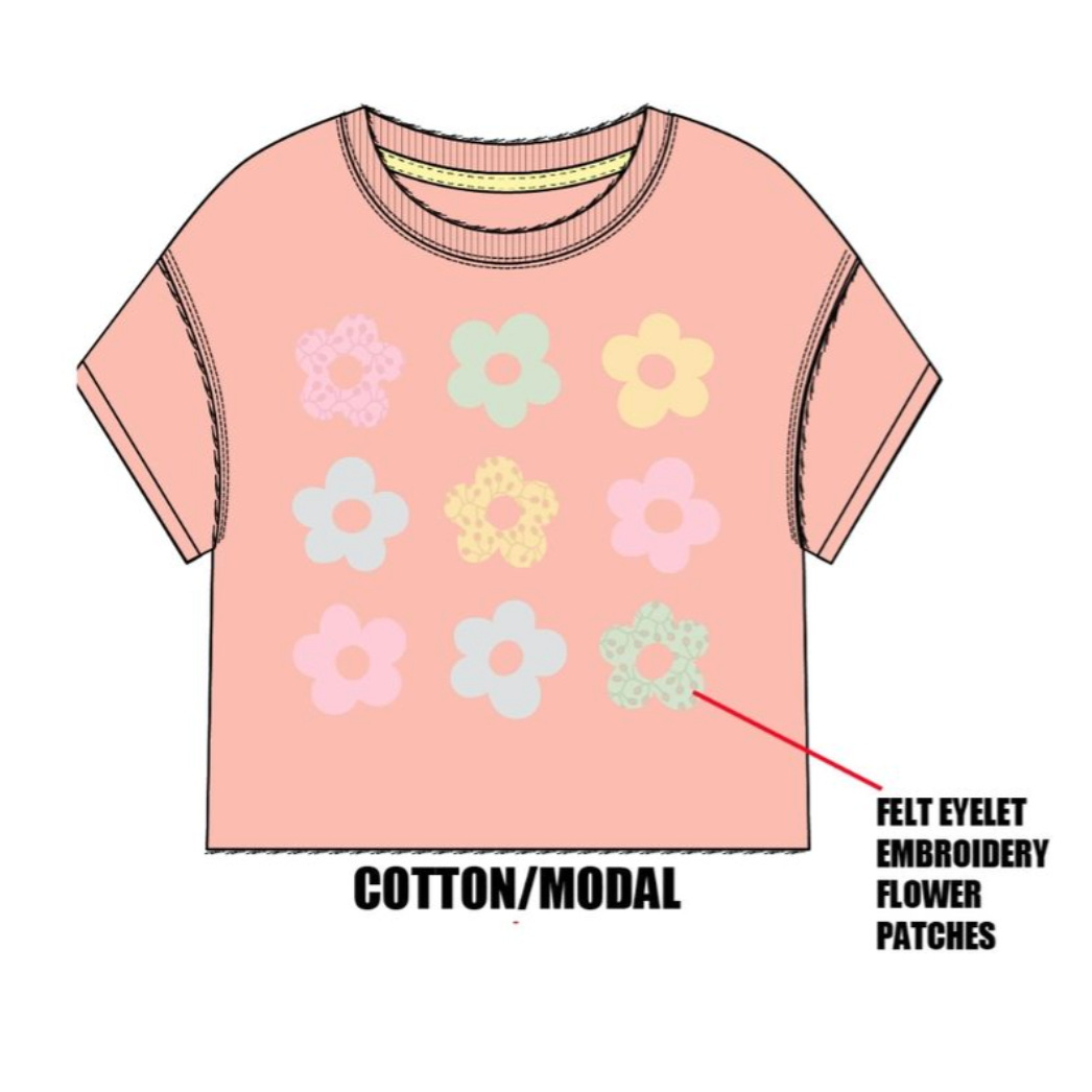 Sweet Soul Distressed Flowers Icons Peach Melba Shirt-Sweet Soul-Little Giant Kidz
