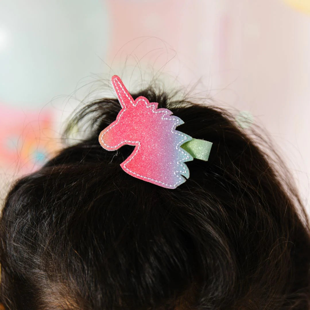Pink Poppy Rainbow Glitter Snap Hair Clips