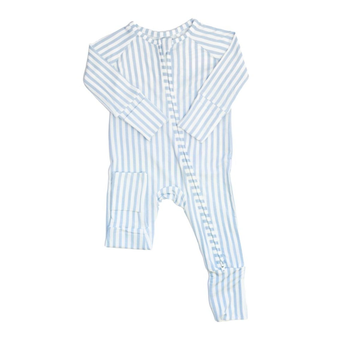 The Uptown Baby Sleep Romper - Blue Cabana Stripe-The Uptown Baby-Little Giant Kidz