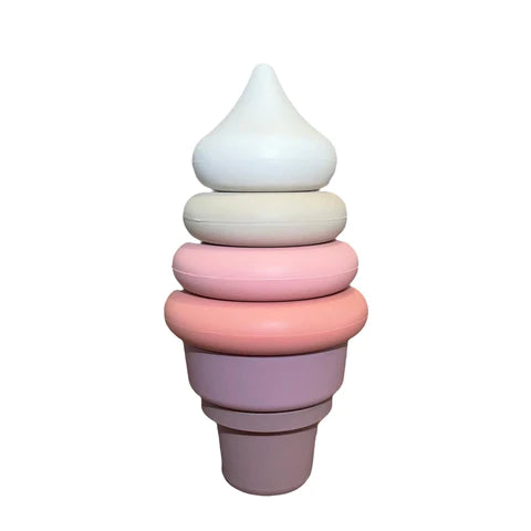 Three Hearts Ice Cream Silicone Stacker-Three Hearts Modern Teething-Little Giant Kidz