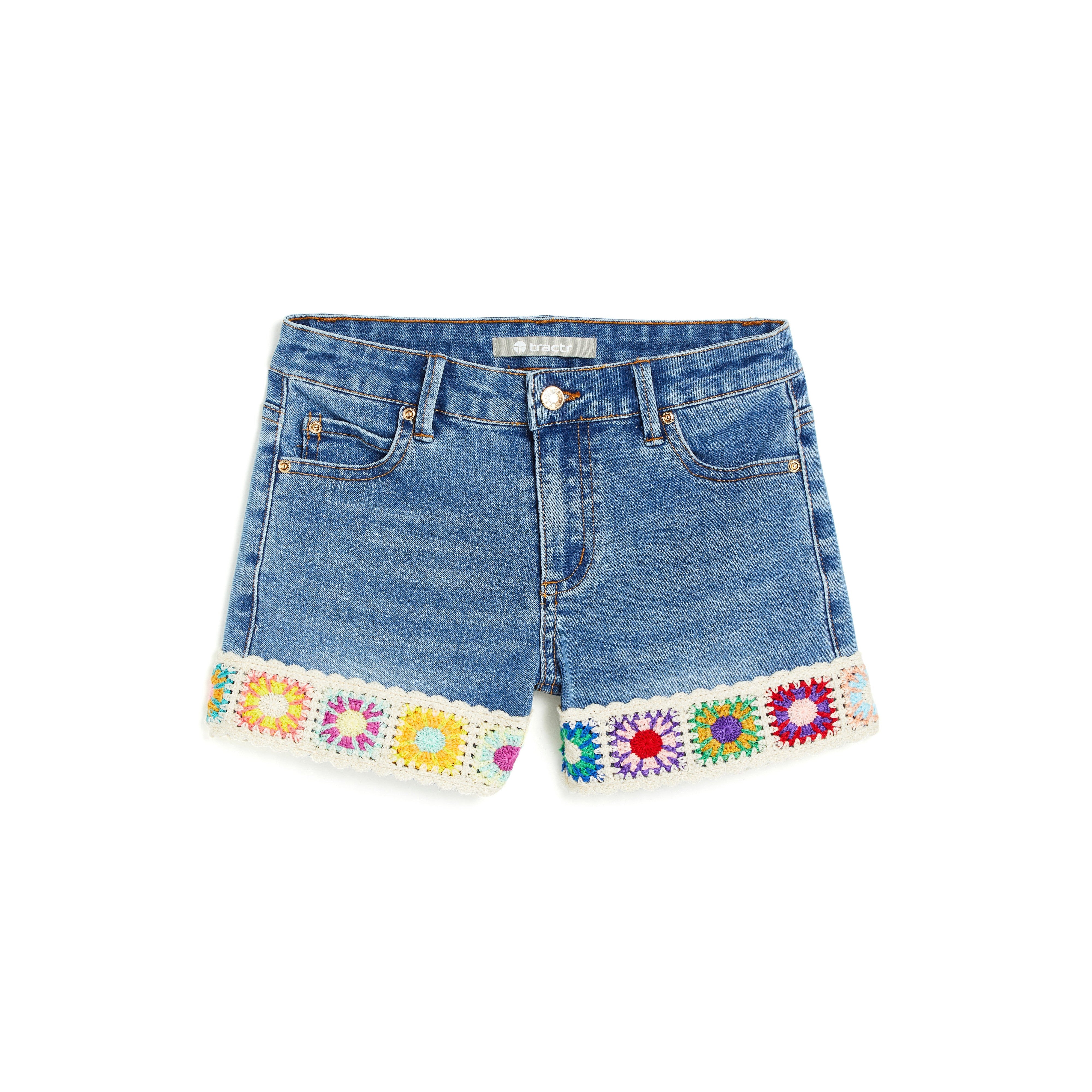 Tractr Girls Crochet Trim Hem Shorts-TRACTR JEANS-Little Giant Kidz