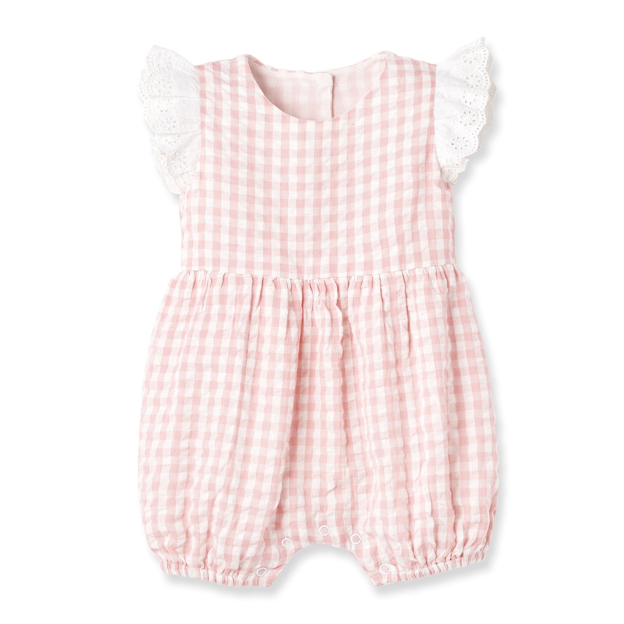Truffles Ruffles Gingham Romper- Pink-TESA BABE-Little Giant Kidz