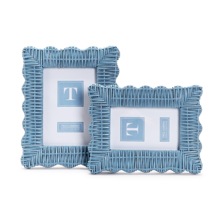 Two's Company Blue Wicker Weave Photo Frame 5 x 7-TWO'S COMPANY-Little Giant Kidz