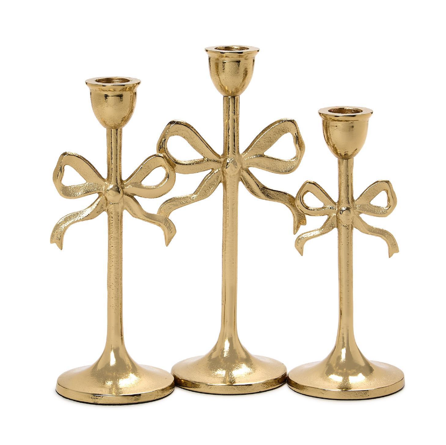 Two's Company Bow Taper Candleholders / Candlesticks-TWO'S COMPANY-Little Giant Kidz