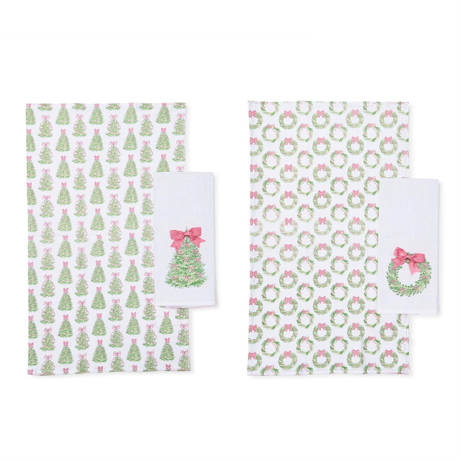 Two's Company Bow-tiful Trees Towel with Satin Bow Accent-TWO'S COMPANY-Little Giant Kidz
