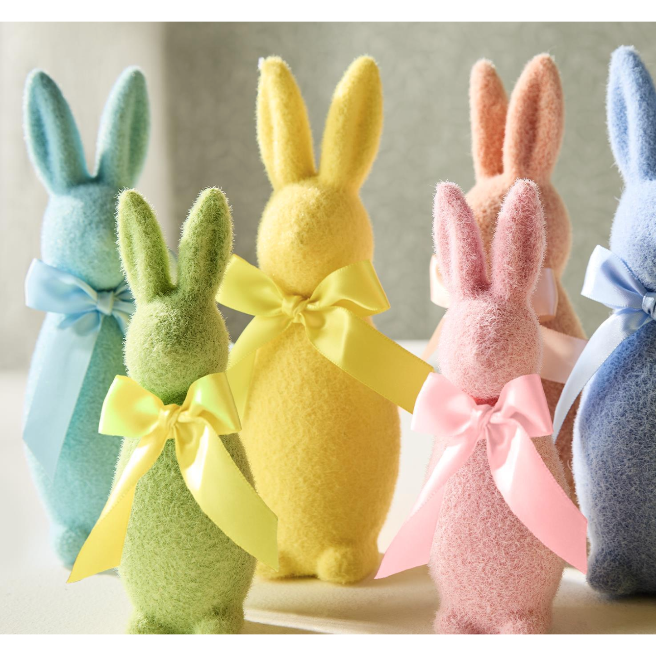 Two's Company Bunny Bunch Large Easter Flocked Bunny - Yellow-TWO'S COMPANY-Little Giant Kidz
