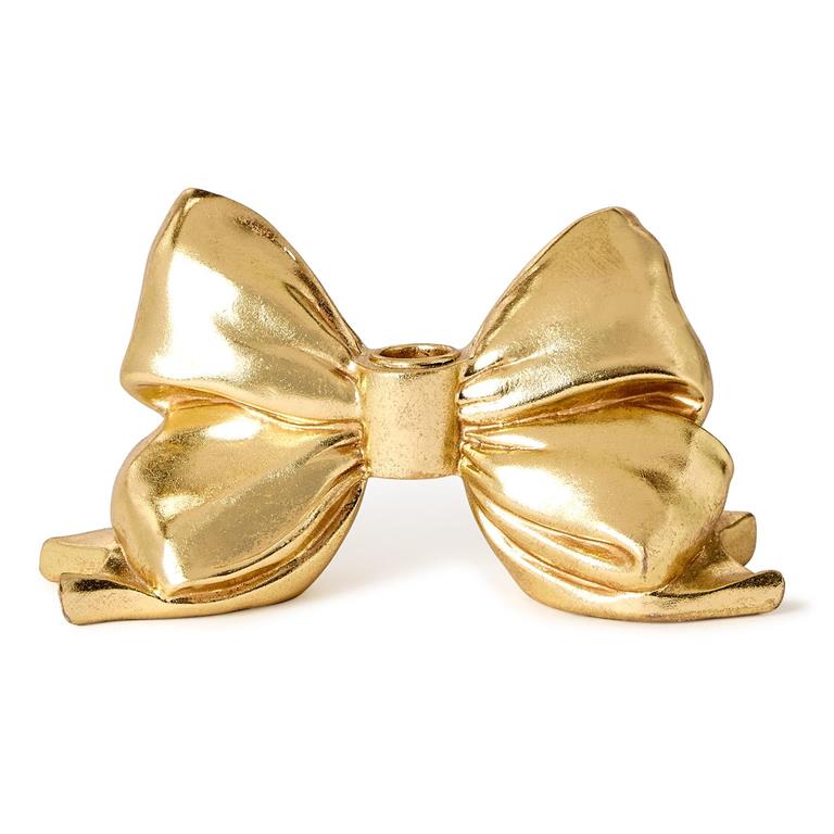 Two's Company Large Gold Bow Taper Candleholder-Two's Company-Little Giant Kidz