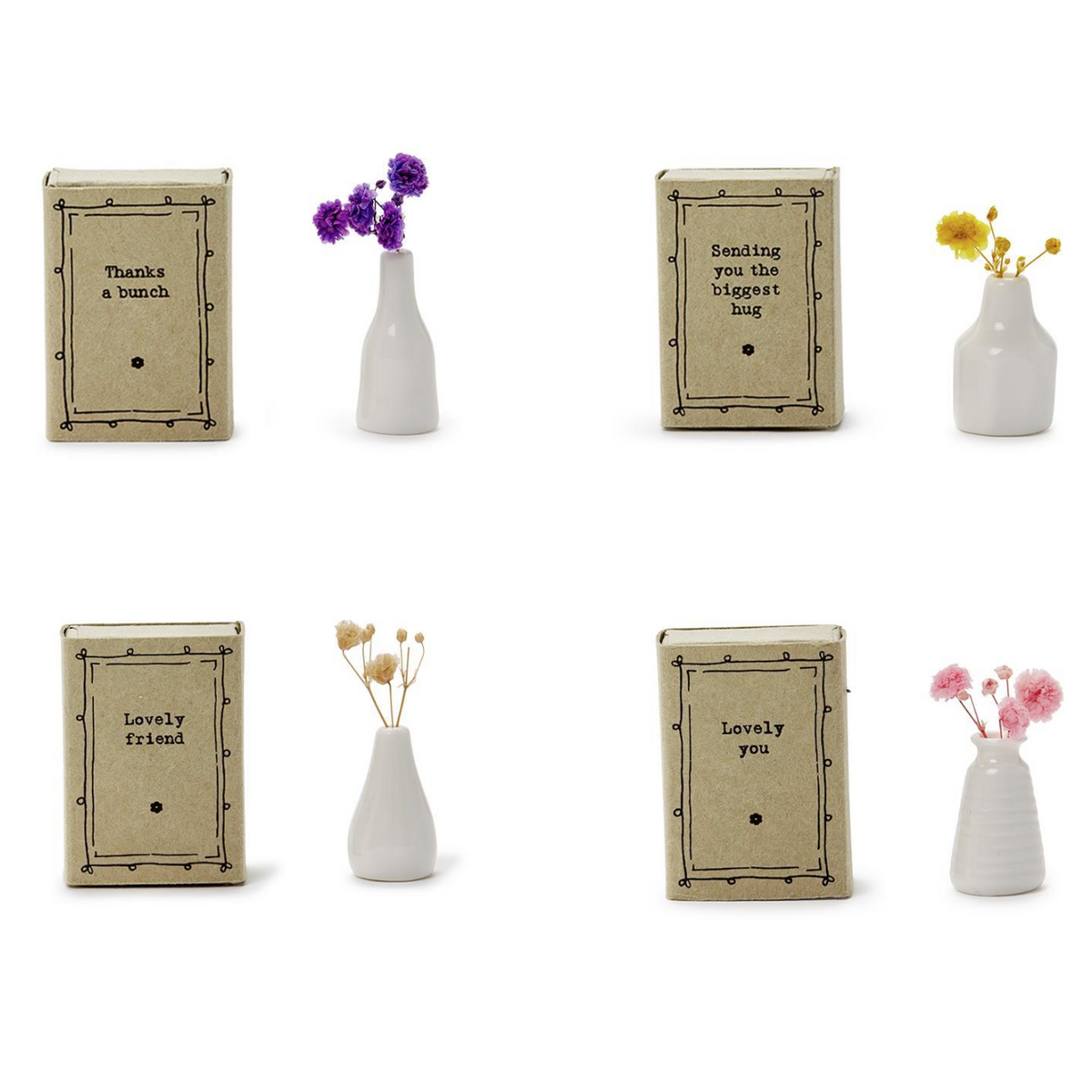 Two's Company Lovely Matchbox Vase with Flowers in Gift box - Assorted-TWO'S COMPANY-Little Giant Kidz
