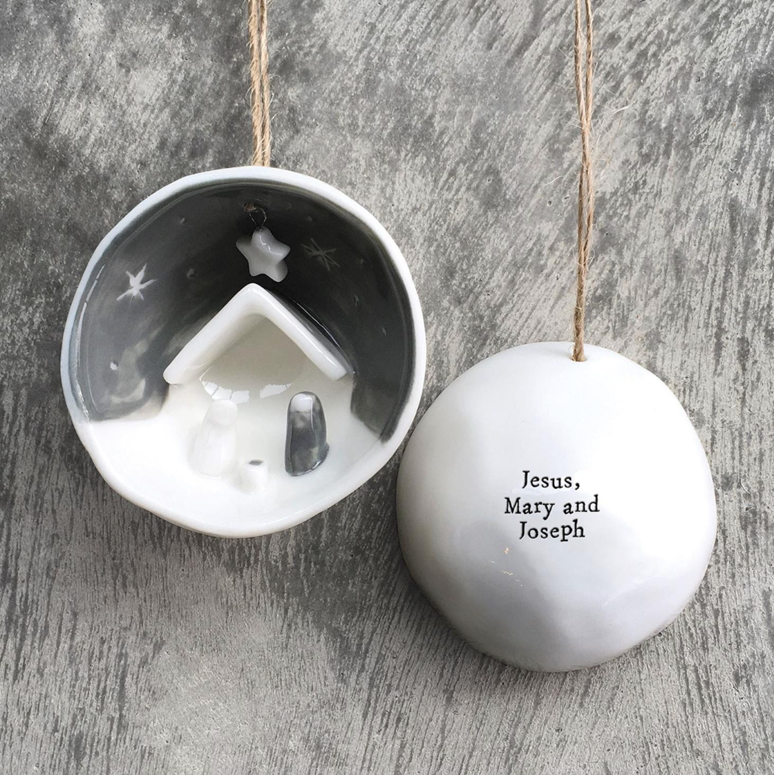 Two's Company Nativity Half Circle Porcelain Ornament in Gift Box-TWO'S COMPANY-Little Giant Kidz