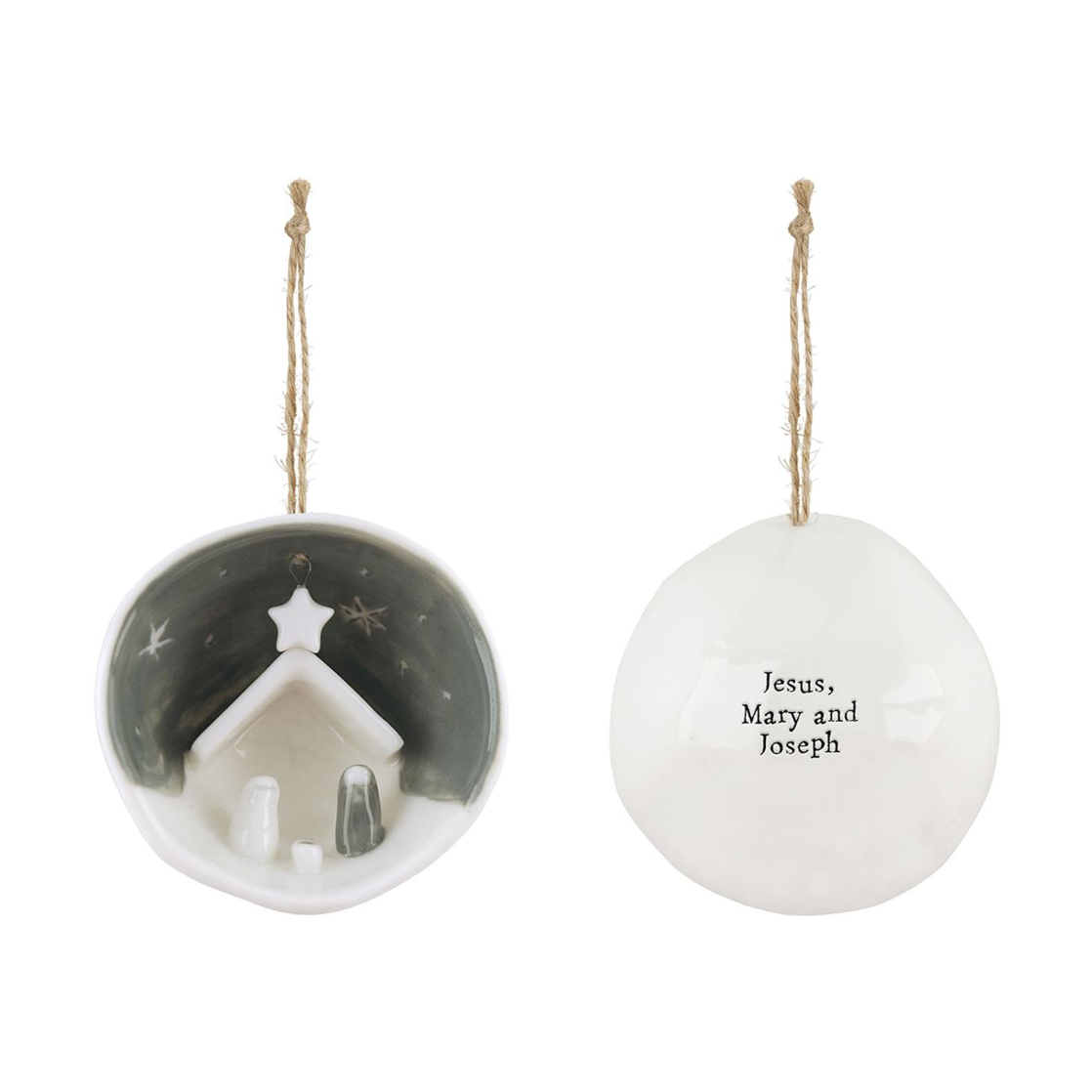 Two's Company Nativity Half Circle Porcelain Ornament in Gift Box-TWO'S COMPANY-Little Giant Kidz