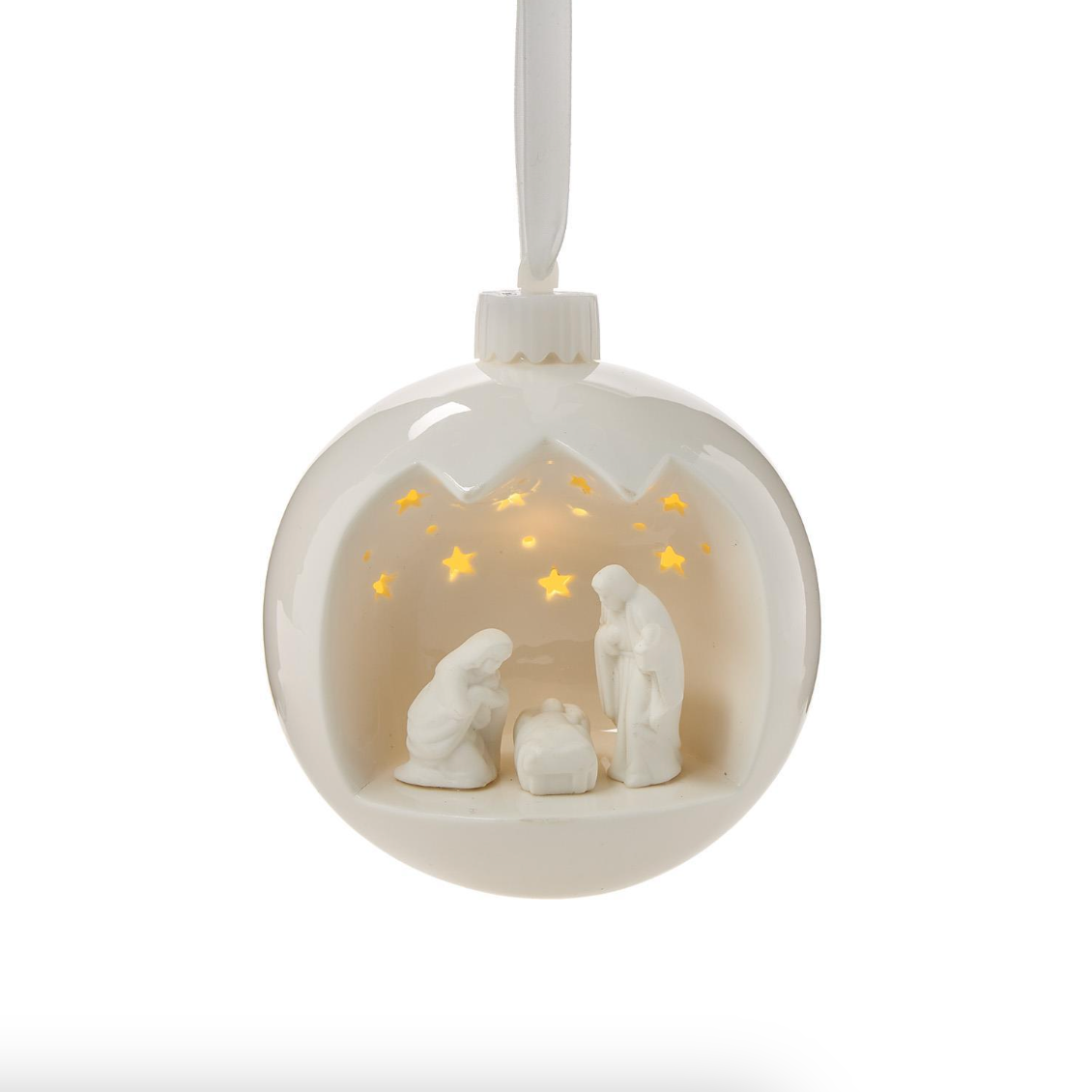 Two's Company Nativity Scene LIght-Up Keepsake Ornament with Stand in Gift Box-TWO'S COMPANY-Little Giant Kidz