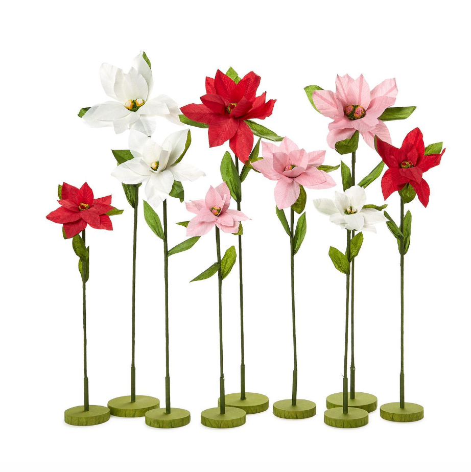 Two's Company Poinsettia Hand-Crafted Paper Flower with Base-TWO'S COMPANY-Little Giant Kidz