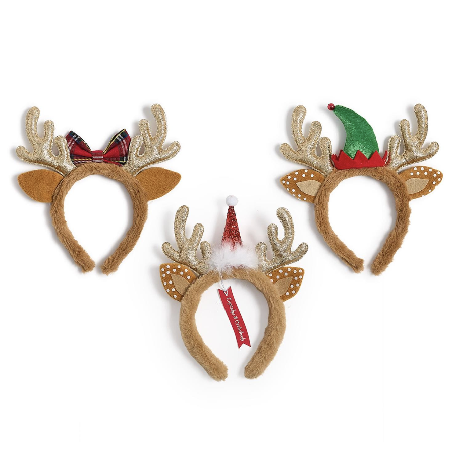 Two's Company Reindeer Sparkle Hand-Crafted Faux Fur Headband- Assorted-Two's Company-Little Giant Kidz