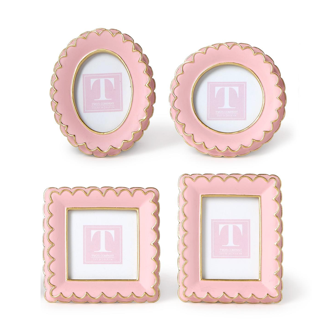 Two's Company Scalloped Mini Photo Frame - Pink-TWO'S COMPANY-Little Giant Kidz