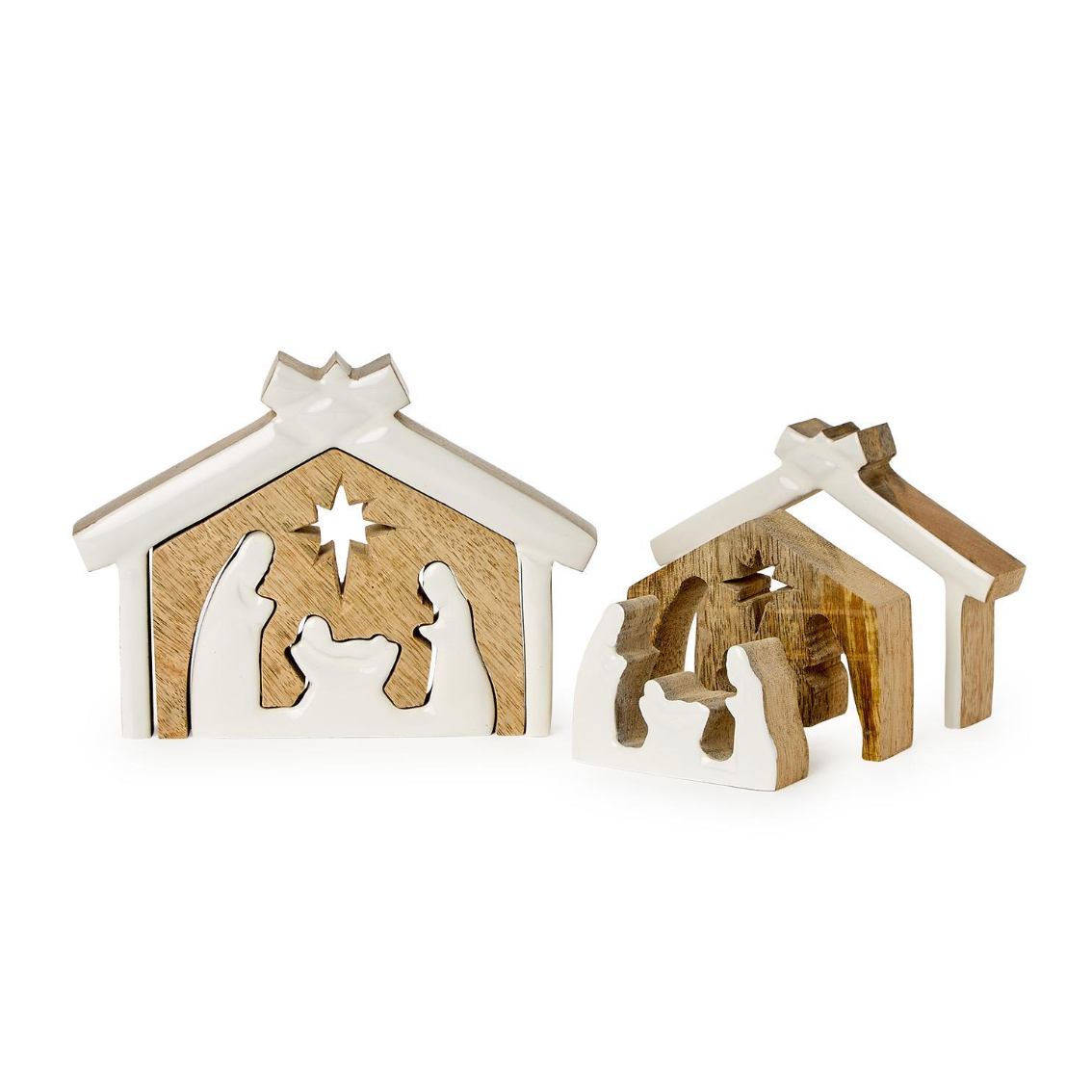 Two's Company Set of 2 Hand Crafted Nativity Scenes-TWO'S COMPANY-Little Giant Kidz