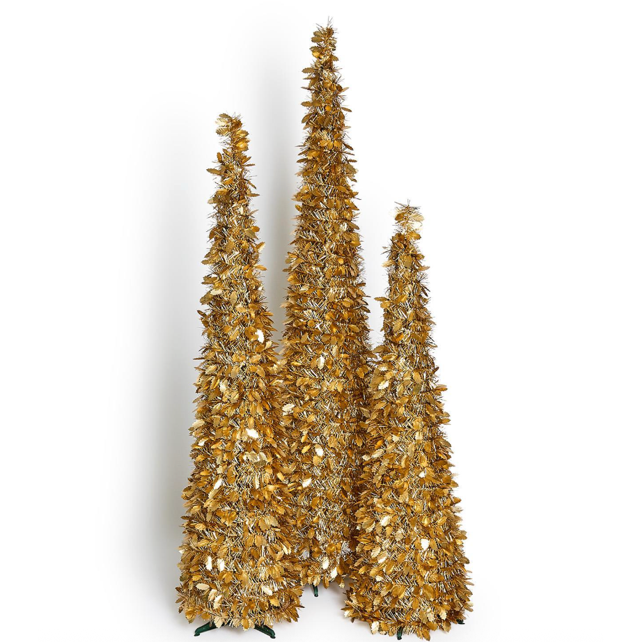 Two's Company Tinsel and Holly Gold Collapsible Tree-TWO'S COMPANY-Little Giant Kidz