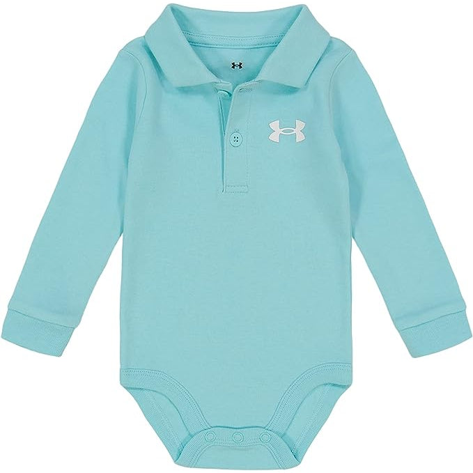 Under Armour Baby Boys' Long Sleeve Polo Bodysuit - Neo Turquoise-UNDER ARMOUR-Little Giant Kidz