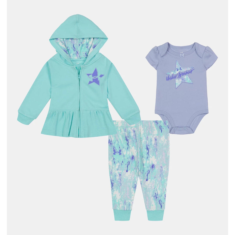 Under Armour Baby Girls' UA Distressed Marble Take Me Home Set - Neo Turquoise-UNDER ARMOUR-Little Giant Kidz