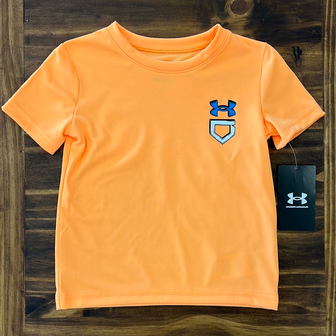 Under Armour Boy UA Baseball Logo Short Sleeve Tee - Nova Orange-UNDER ARMOUR-Little Giant Kidz