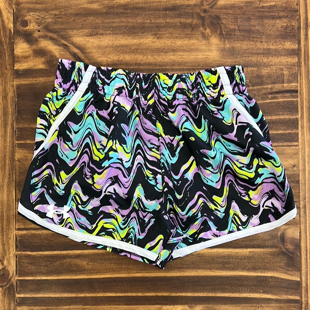 Under Armour Girl UA Fly By Printed Short - Black-UNDER ARMOUR-Little Giant Kidz