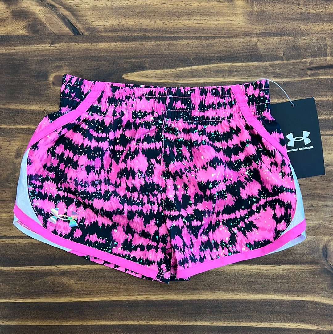 Under Armour Girl UA Fly By Printed Short - Fluo Pink-UNDER ARMOUR-Little Giant Kidz