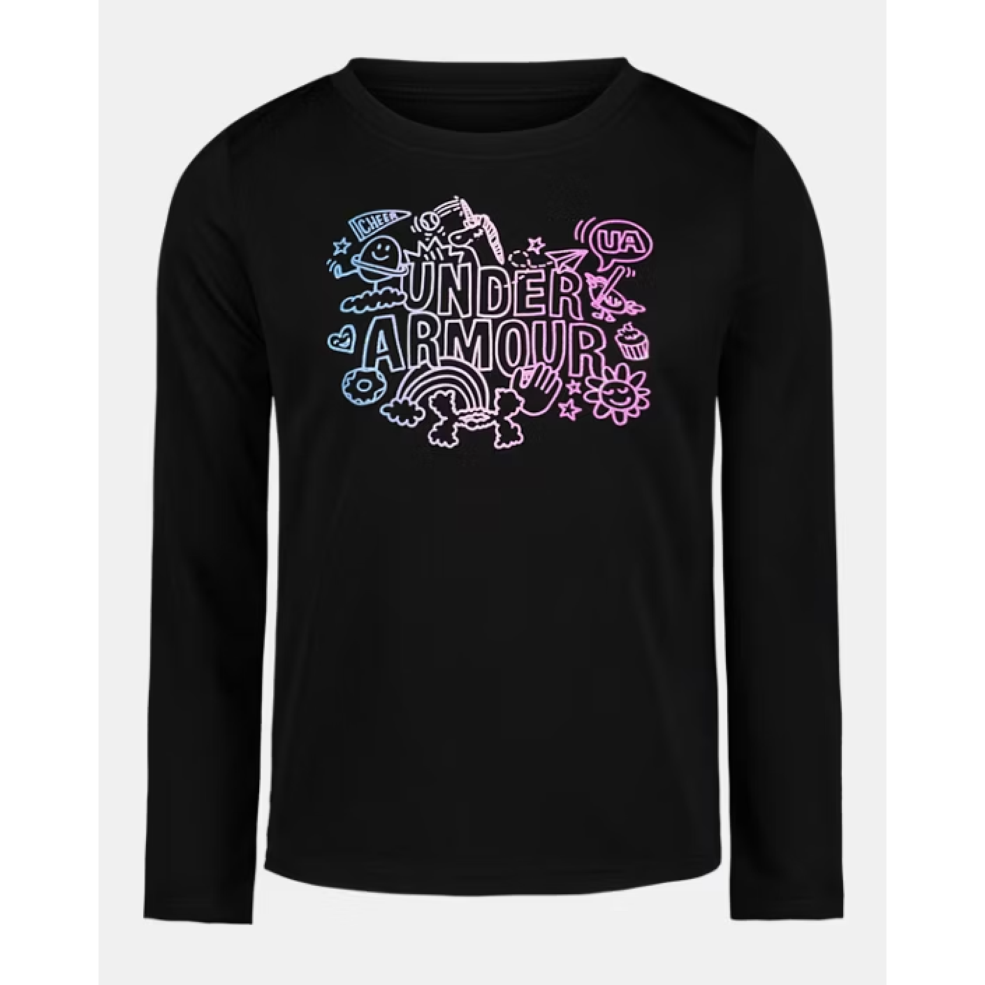 Under Armour Girl UA Tech Doodle Gradient Long Sleeve Tee - Black-UNDER ARMOUR-Little Giant Kidz