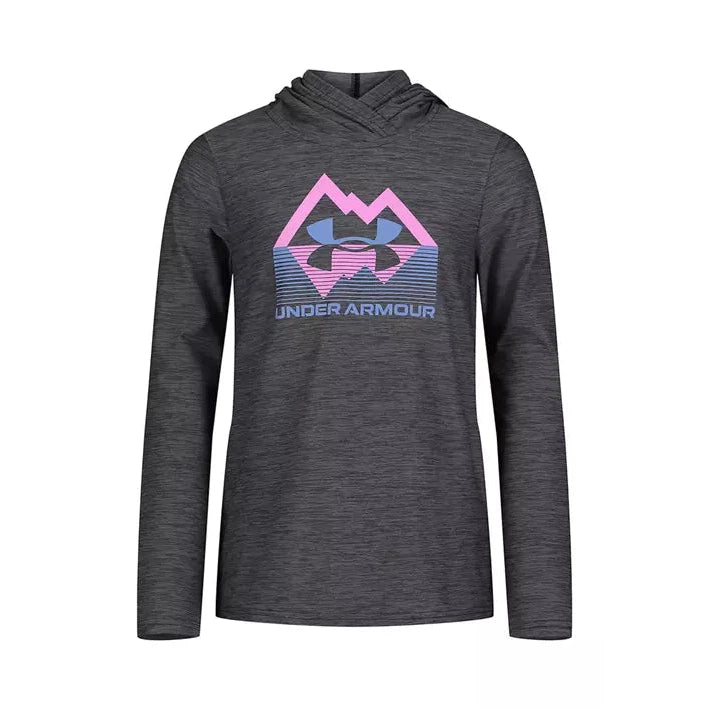 Under Armour Girl's UA Stature Hoodie - Pitch Gray-UNDER ARMOUR-Little Giant Kidz