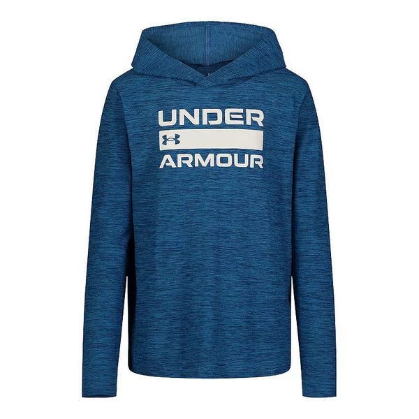 Under Armour Youth Boy's UA Logo Stack Long Sleeve Hooded Tee - Varsity Blue-UNDER ARMOUR-Little Giant Kidz