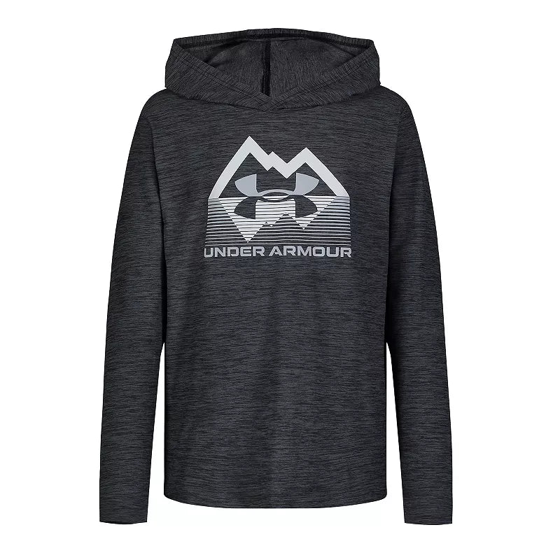 Under Armour Youth Boy's UA Stature Logo Hoodie - Pitch Gray-UNDER ARMOUR-Little Giant Kidz