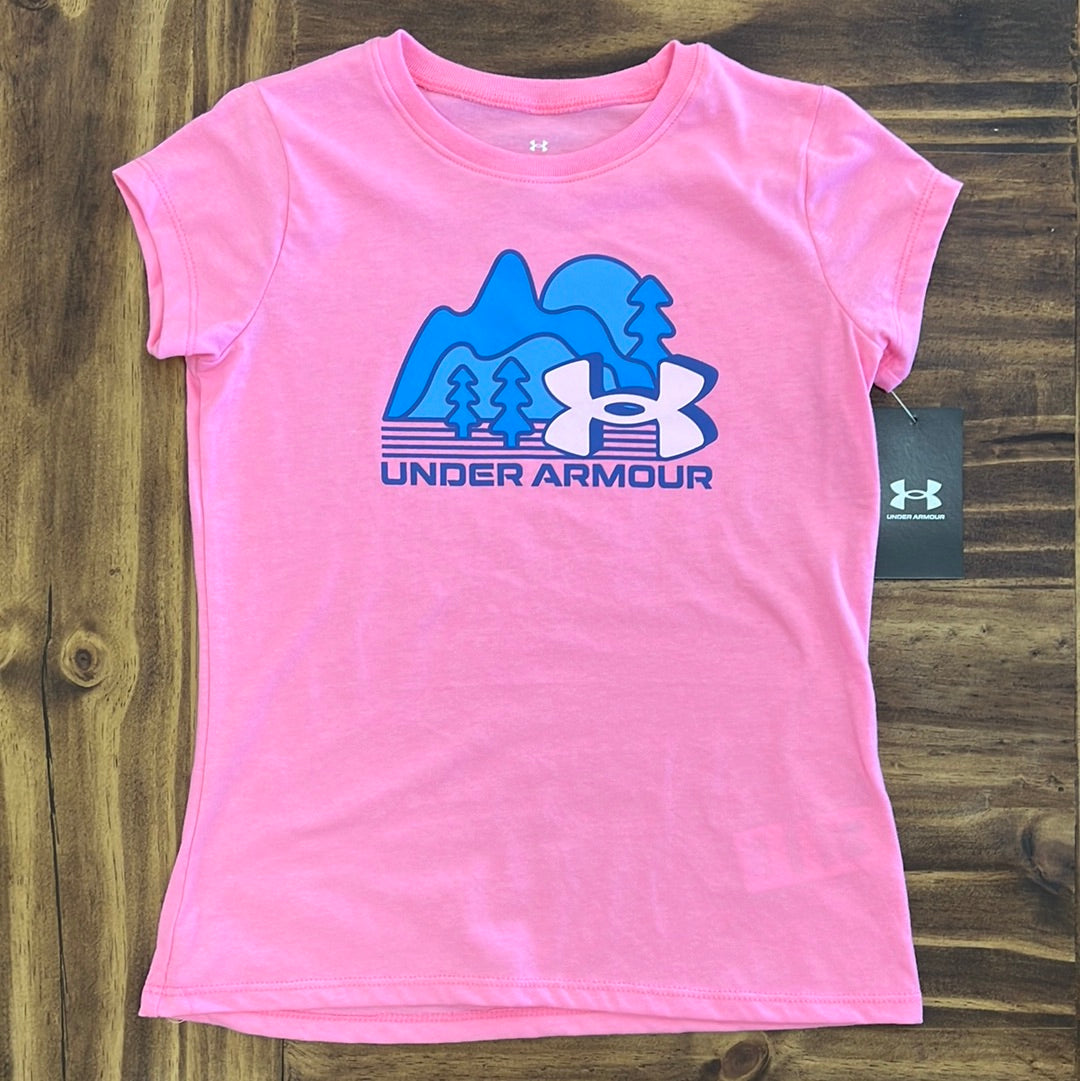 Under Armour Youth Girl UA Simple Life Tee - Fluo Pink-UNDER ARMOUR-Little Giant Kidz