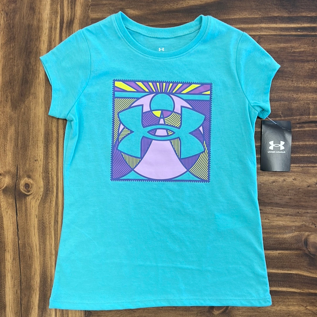 Under Armour Youth Girl UA Sun Protector Tee - Radial Turquoise-UNDER ARMOUR-Little Giant Kidz