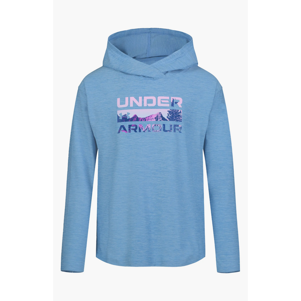 Under Armour Youth Girls' UA Mountain Stack Hoodie Horizon Blue
