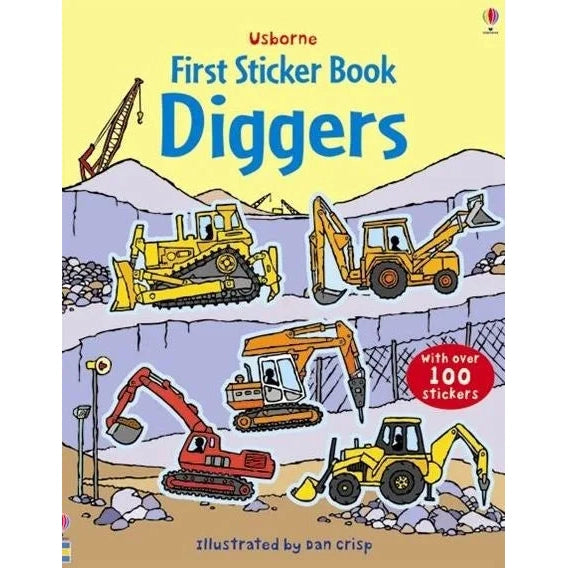 Usborne Books: First Sticker Book - Diggers (Paperback Book)-HARPER COLLINS PUBLISHERS-Little Giant Kidz