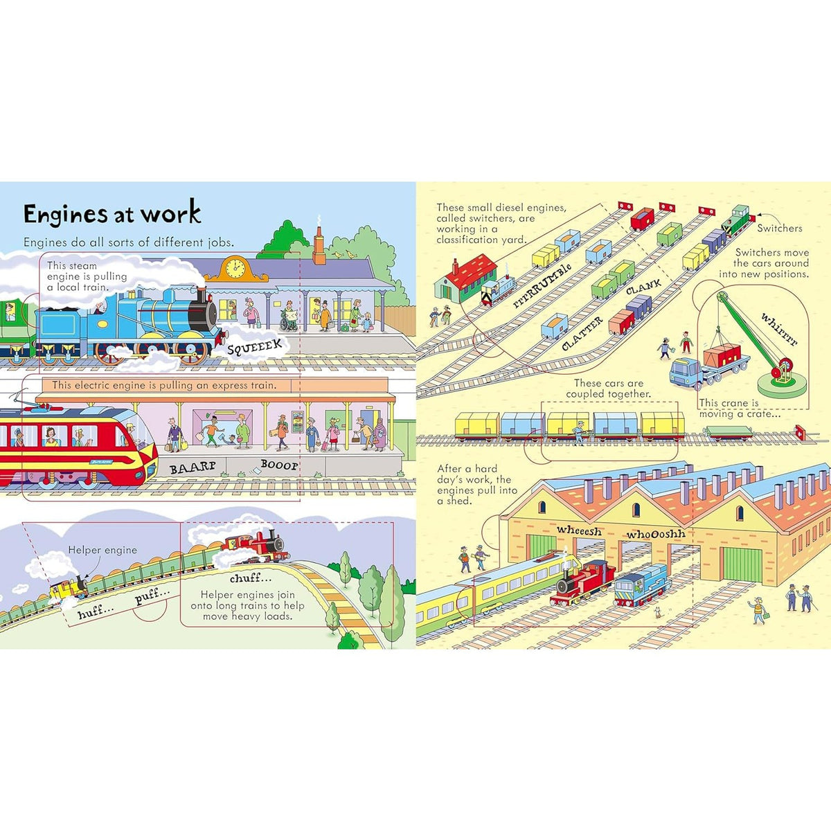 Usborne Books: Lift-the-Flap Look Inside Trains (Board Book)