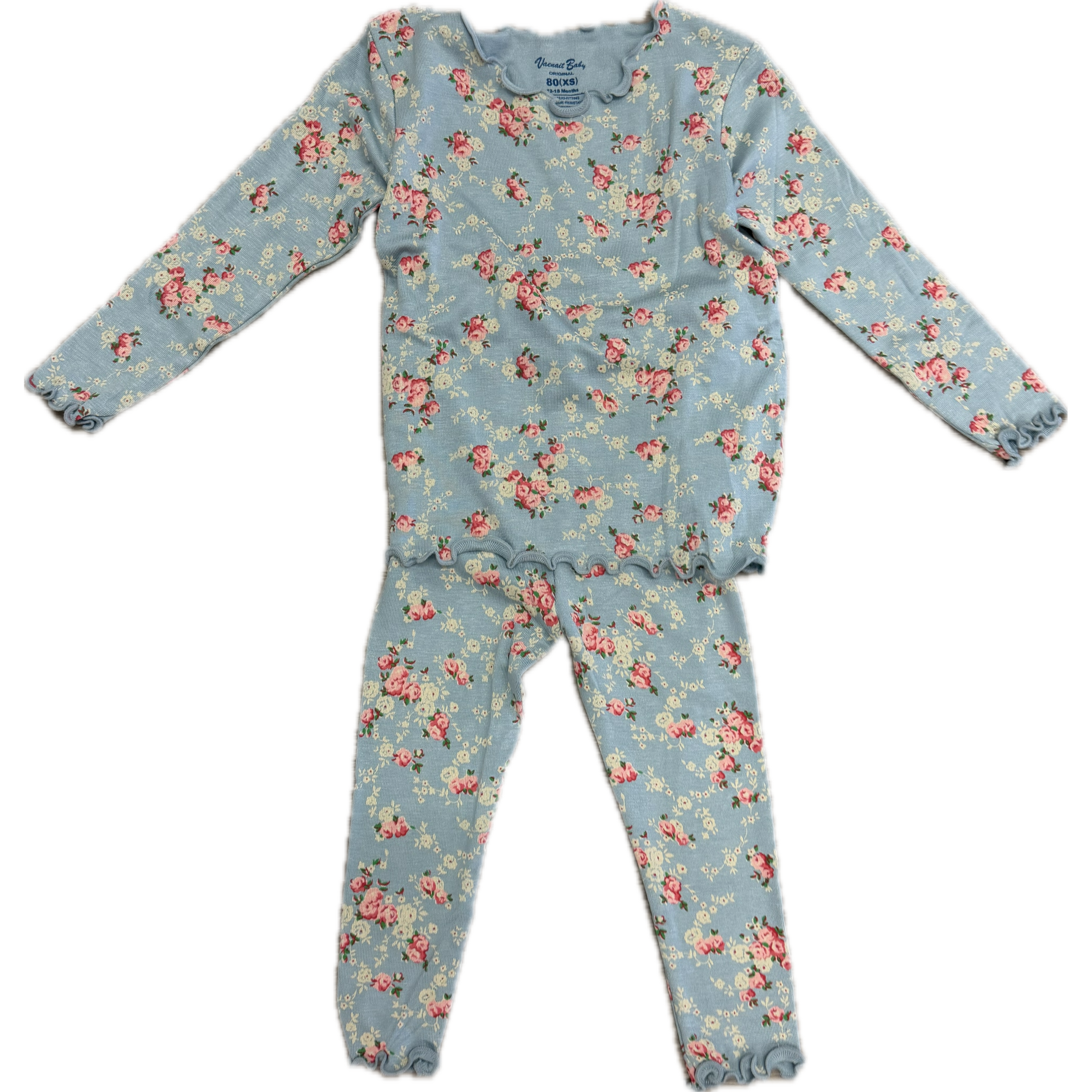 Vaenait Baby Shirring Flower Mint Long Sleeve Pajama-Vaenait Baby-Little Giant Kidz