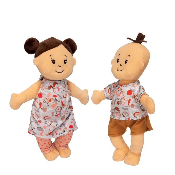 Wee Baby Stella Twin Dolls Beige with Brown Hair-MANHATTAN TOY-Little Giant Kidz