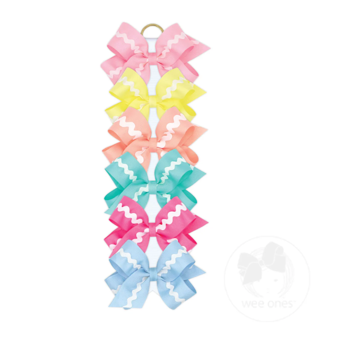 Wee Ones Medium Grosgrain with Ric-Rac Trim Hair Bows - Assorted-WEE ONES-Little Giant Kidz