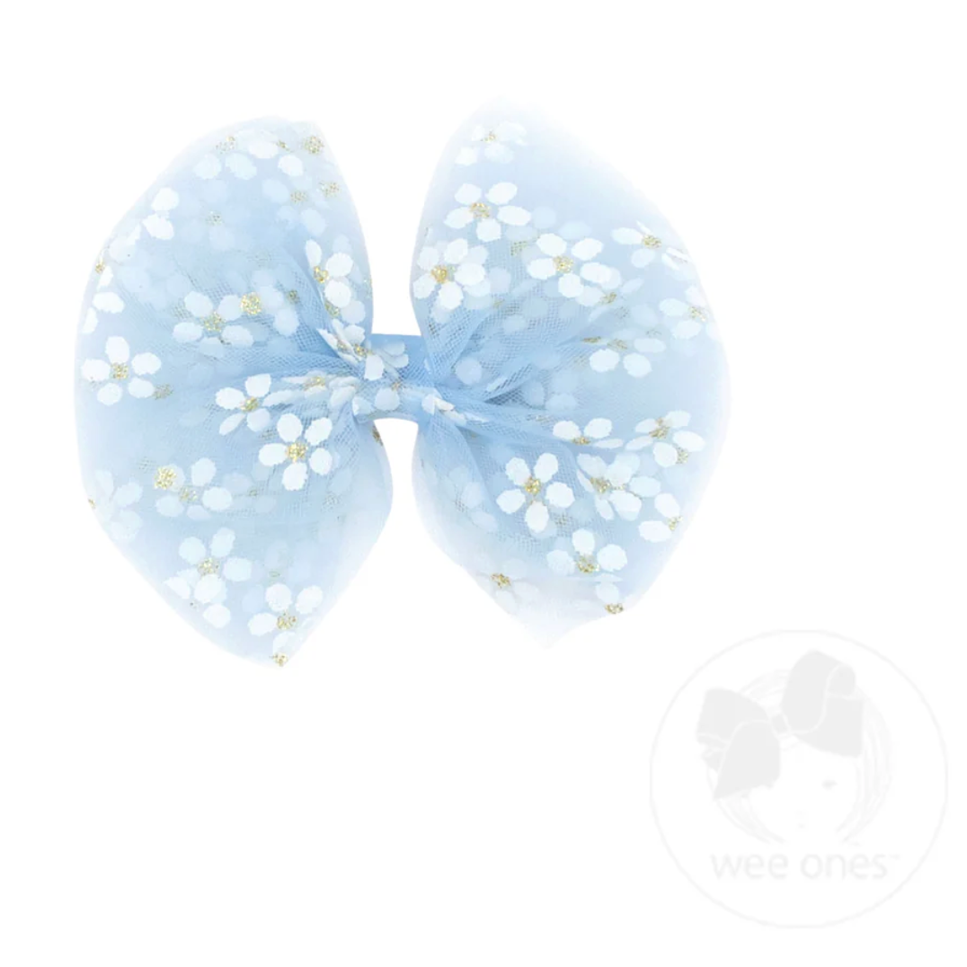 Wee Ones Medium Medium Flower Tulle Bow - Assorted-WEE ONES-Little Giant Kidz
