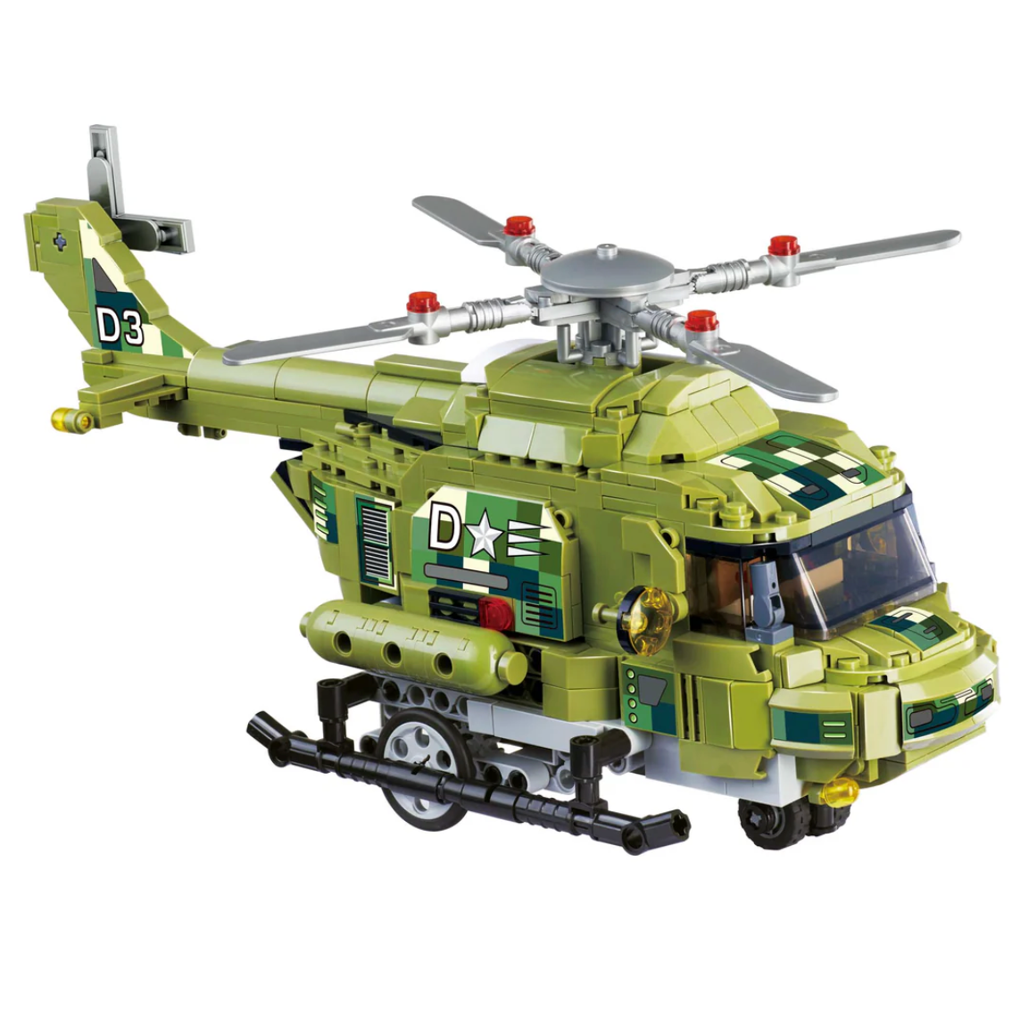 Wise Blocks RC Military Helicopter-Auldey Toys of North America-Little Giant Kidz