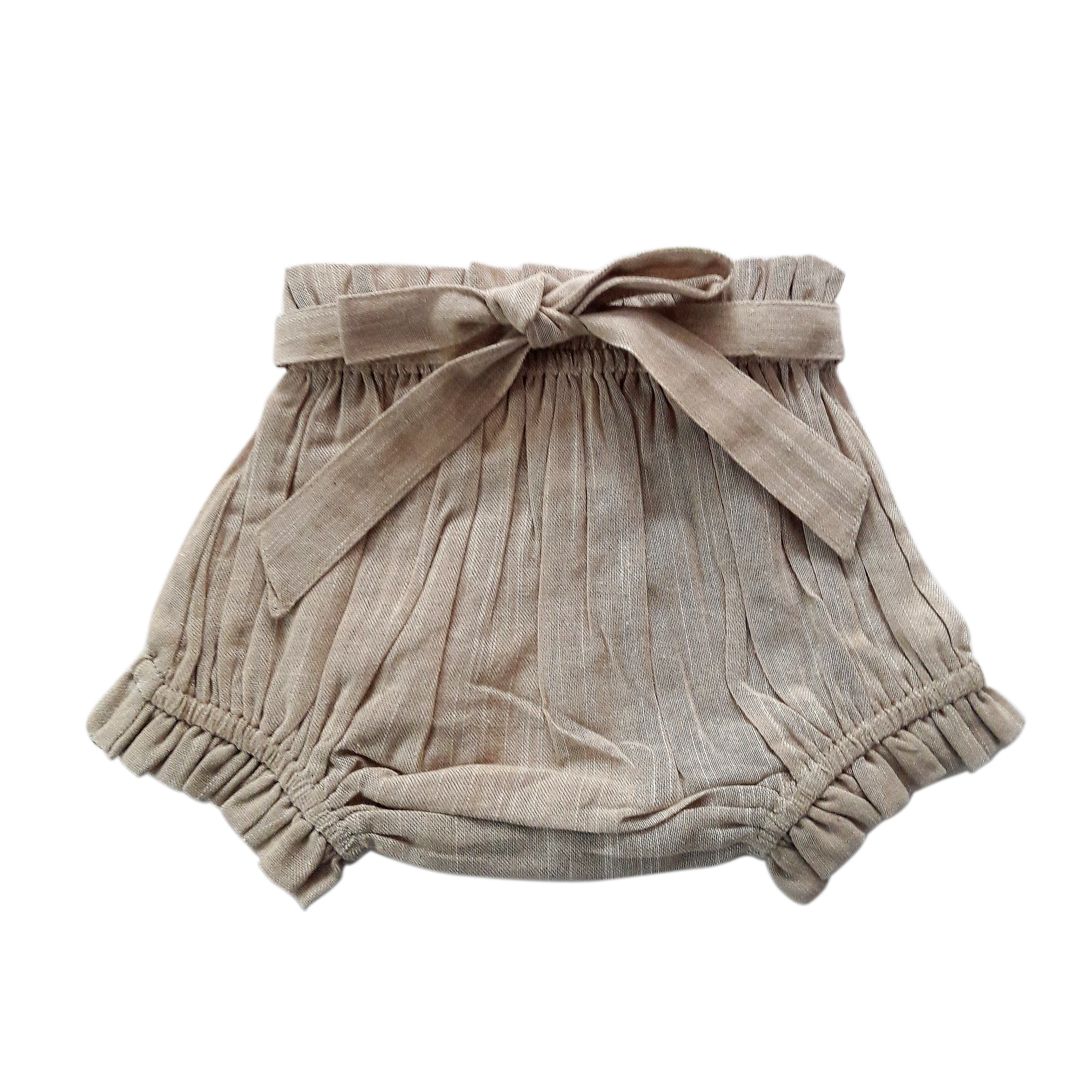 Yo Baby Beige Cotton-LInen Shorts-Style Diaper Cover-Yo Baby-Little Giant Kidz